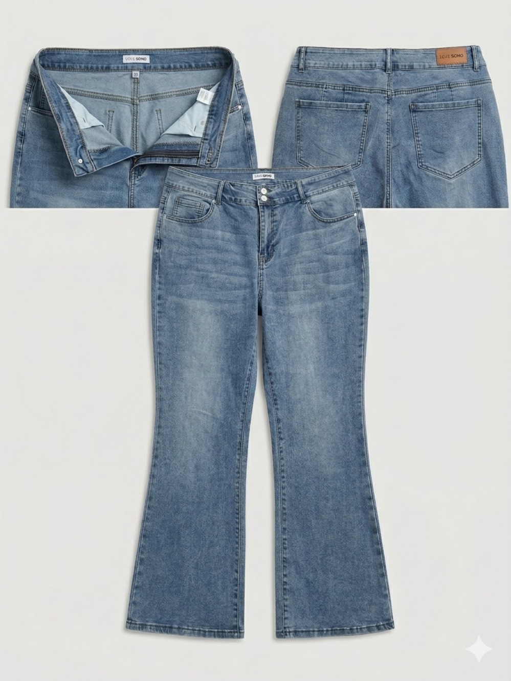 Light Blue Flare Jeans – Women's Mid-Rise Stretch Denim